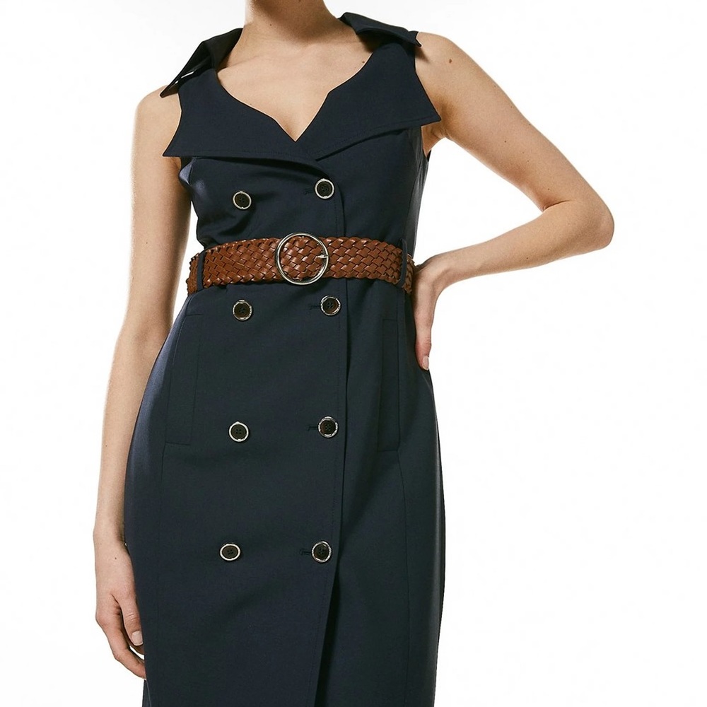 Karen Millen Polished Stretch Wool Blend Dress